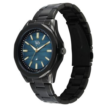 Vyb Drift By Fastrack Quartz Analog Blue Dial Black Stainless Steel Strap Watch For Guys
