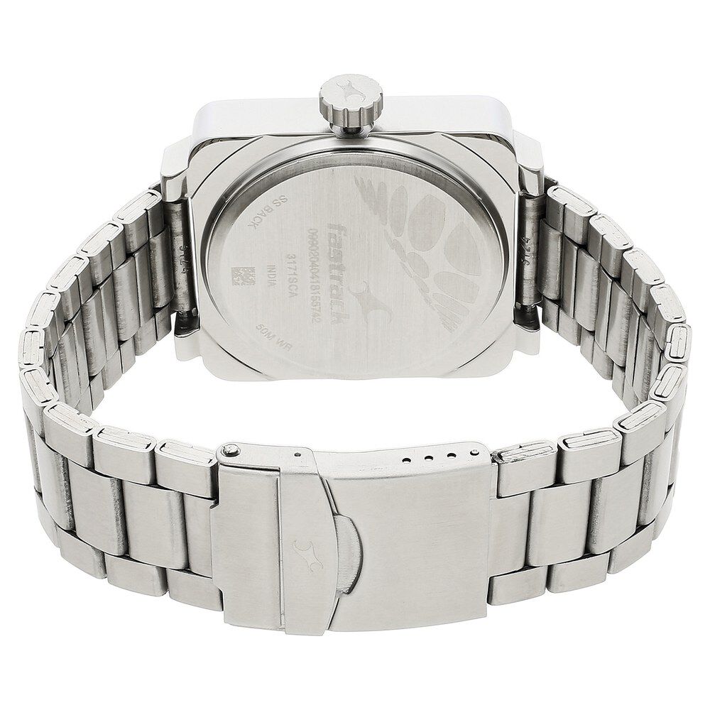 Fastrack Loopholes Quartz Analog with Day and Date Blue Dial Stainless Steel Strap Watch for Guys