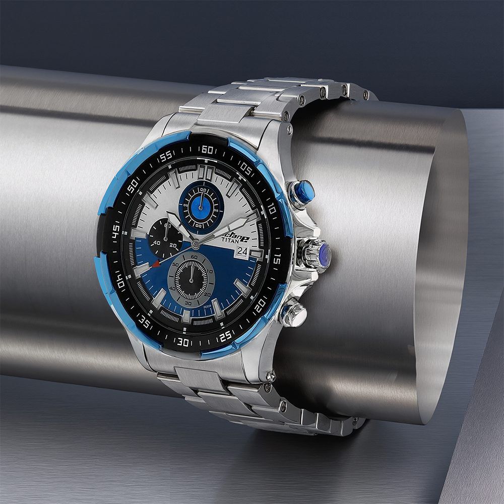 Titan Octane Quartz Chronograph Blue Dial Stainless Steel Strap Watch For Men-image-33