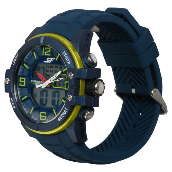 SF Quartz Analog Digital Dial Silicone Strap Watch for Men - image number 1