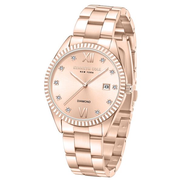 Kenneth Cole Quartz Analog with Date Rose Gold Dial Stainless Steel Strap Watch For Women - image number 1