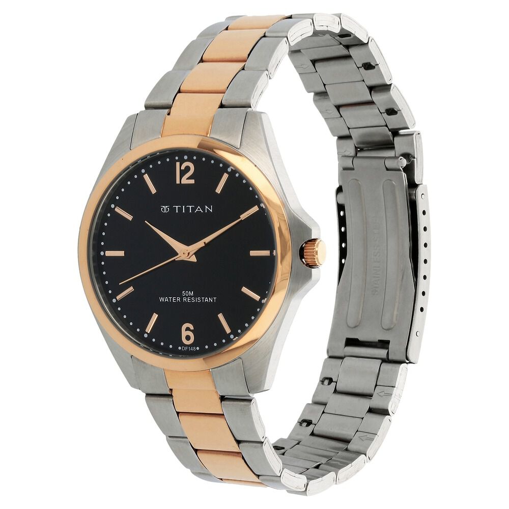 Buy Online Titan Analog Black Dial Quartz Metal Strap watch for Men nj9439km01a Titan