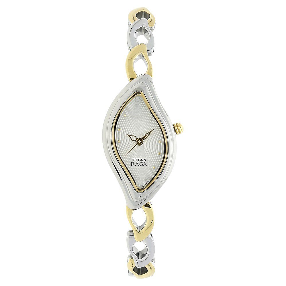 Titan Raga Essentials White Dial Analog Metal Strap Watch for Women