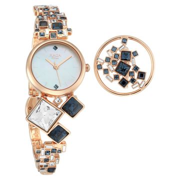Titan Raga Cocktails Mother of Pearl Dial Analogue Metal Strap Watch for Women