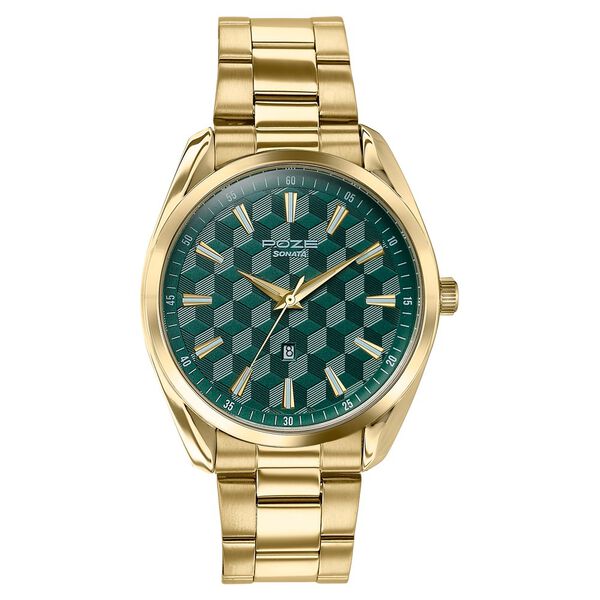 Sonata Poze Quartz Analog Two Toned Dial Golden Colour Stainless Steel Strap Watch For Men - image number 2
