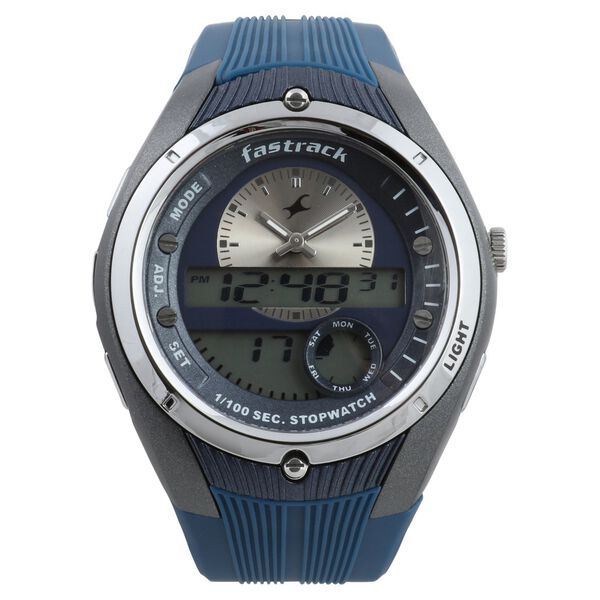Fastrack Quartz Analog Digital Blue Dial Plastic Strap Watch for Guys - image number 0