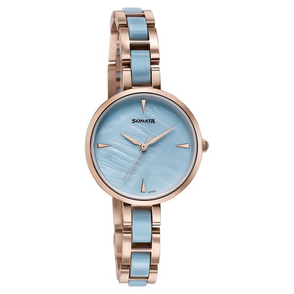 Sonata Wedding Edit Quartz Analog Blue Dial Stainless Steel With Acetate Strap Watch For Women - image number 2