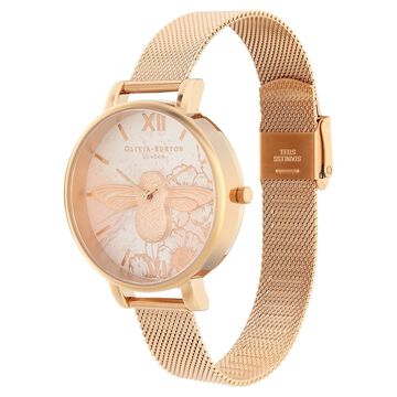 Olivia Burton Quartz Analog Pink Dial Stainless Steel Strap Watch for Women