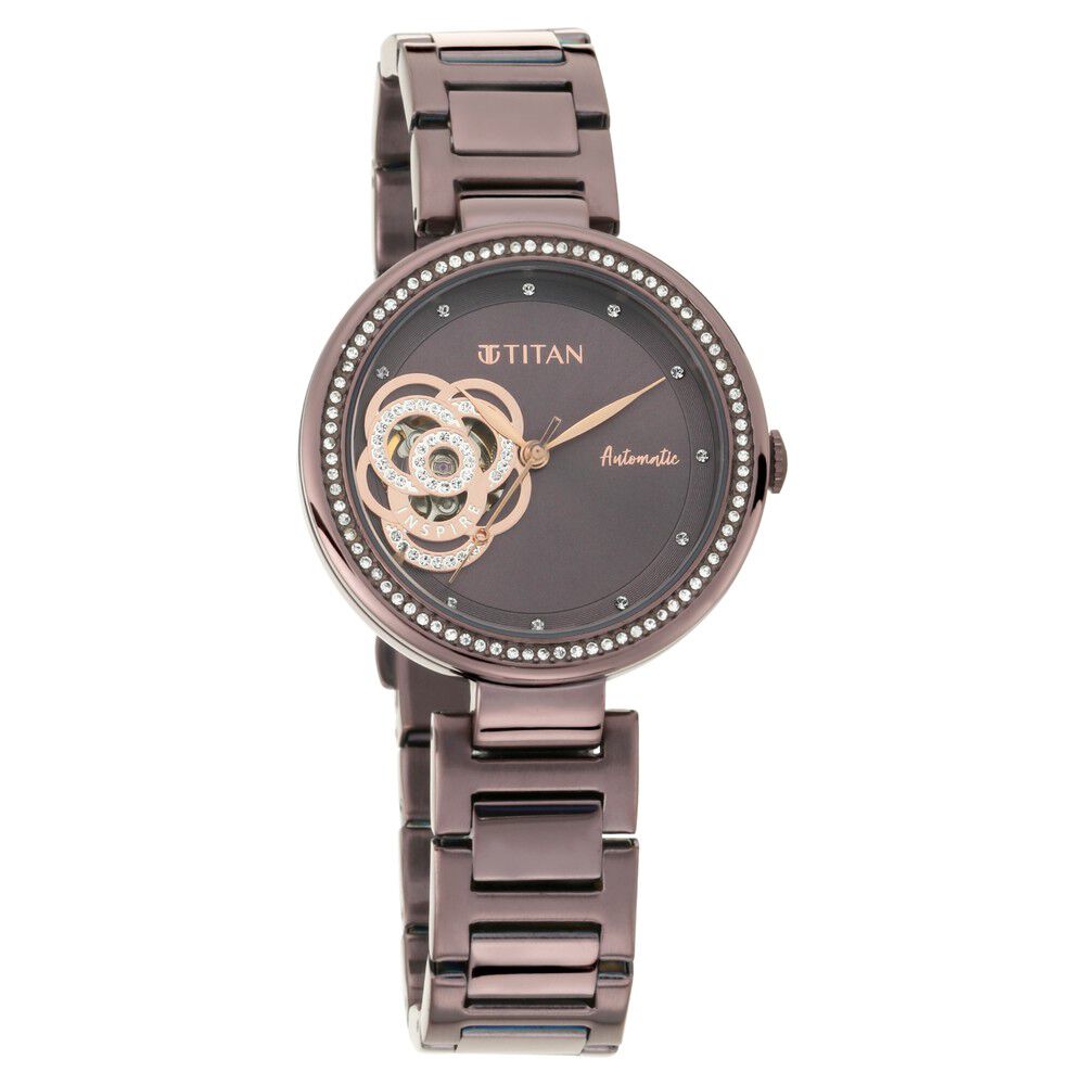 Titan Self Expression Purple Dial Women Watch With Stainless Steel Strap