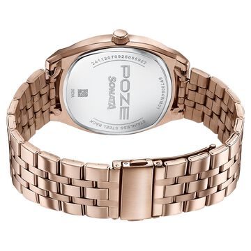 Poze By Sonata Quartz Analog Grey Dial Rose Gold Metal Strap Watch For Men