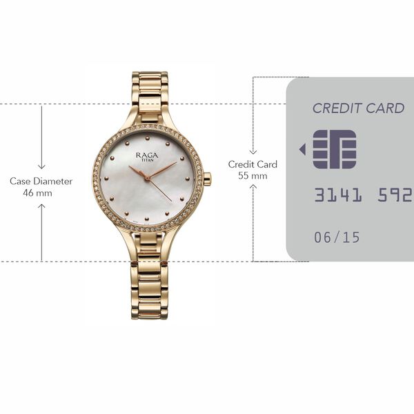 Titan Raga Showstopper Quartz Analog Mother Of Pearl Dial Metal Strap Watch For Women - image number 5