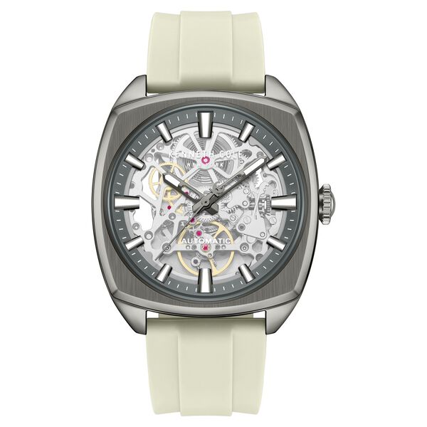 Kenneth Cole Automatic Grey Dial Orange Silicone Strap Watch For Men - image number 0