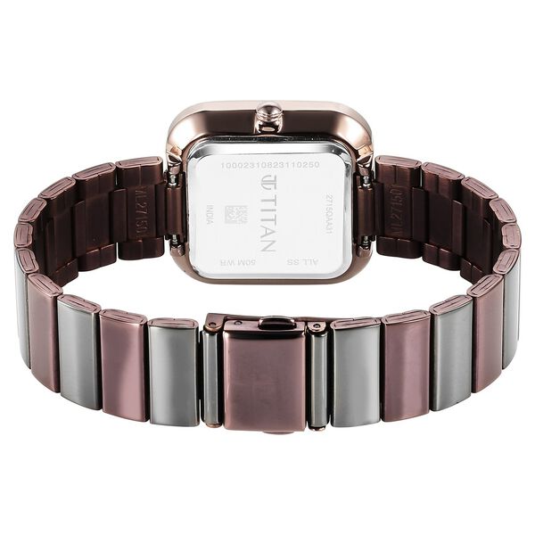 Titan Purple Stackables Quartz Analog Black Dial Two Toned Stainless Steel Strap Watch For Women - image number 6