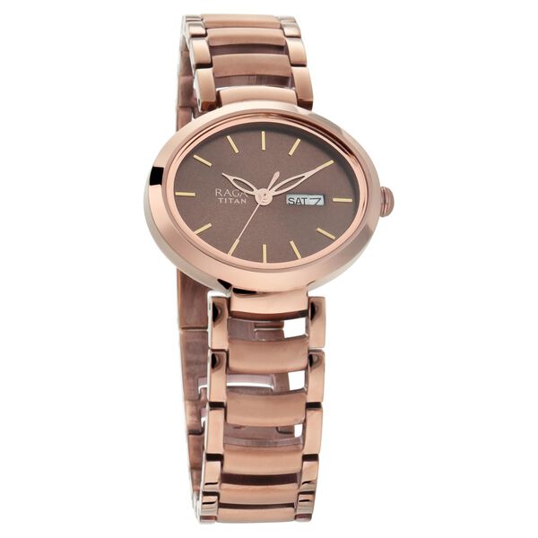 Titan Raga Viva Brown Dial Analog with Day and Date Metal Strap Watch for Women - image number 1