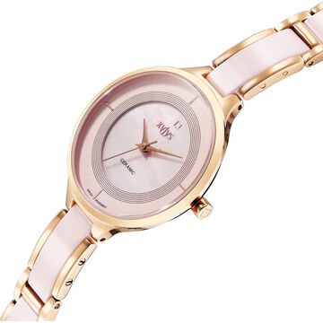 Xylys Seraphina Swiss Analog Steel & Ceramic Mother of Pearl Pink Dial Watch for Women