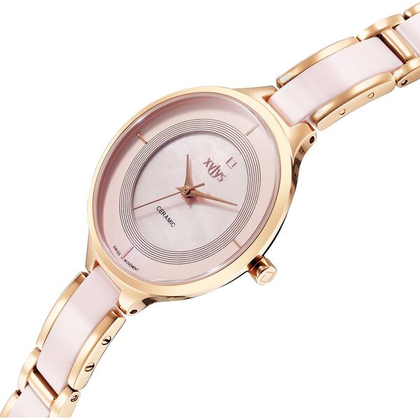 Xylys Seraphina Swiss Analog Steel & Ceramic Mother of Pearl Pink Dial Watch for Women - image number 2