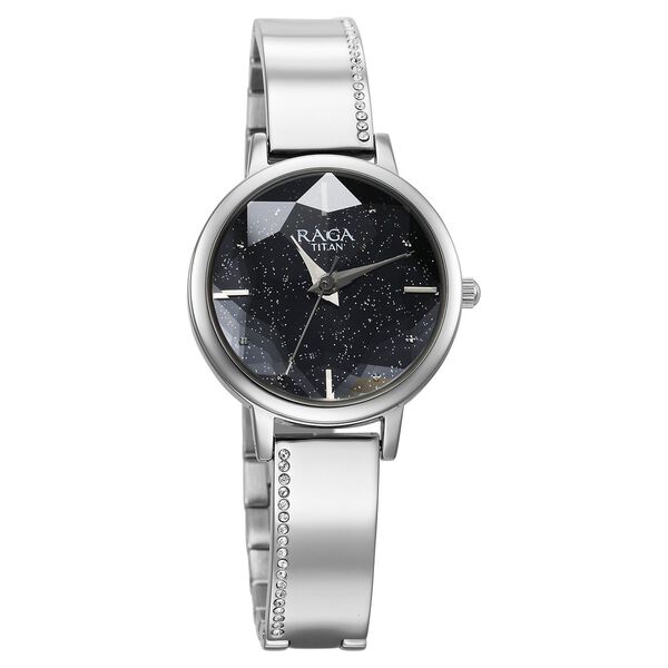 Titan Raga Showstopper Quartz Analog Blue Dial Silver Metal Strap Watch For Women - image number 1