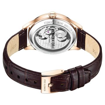 Kenneth Cole Automatic White Dial Leather Strap Watch For Men