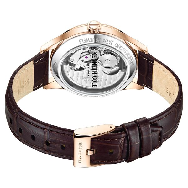 Kenneth Cole Automatic White Dial Leather Strap Watch For Men - image number 5