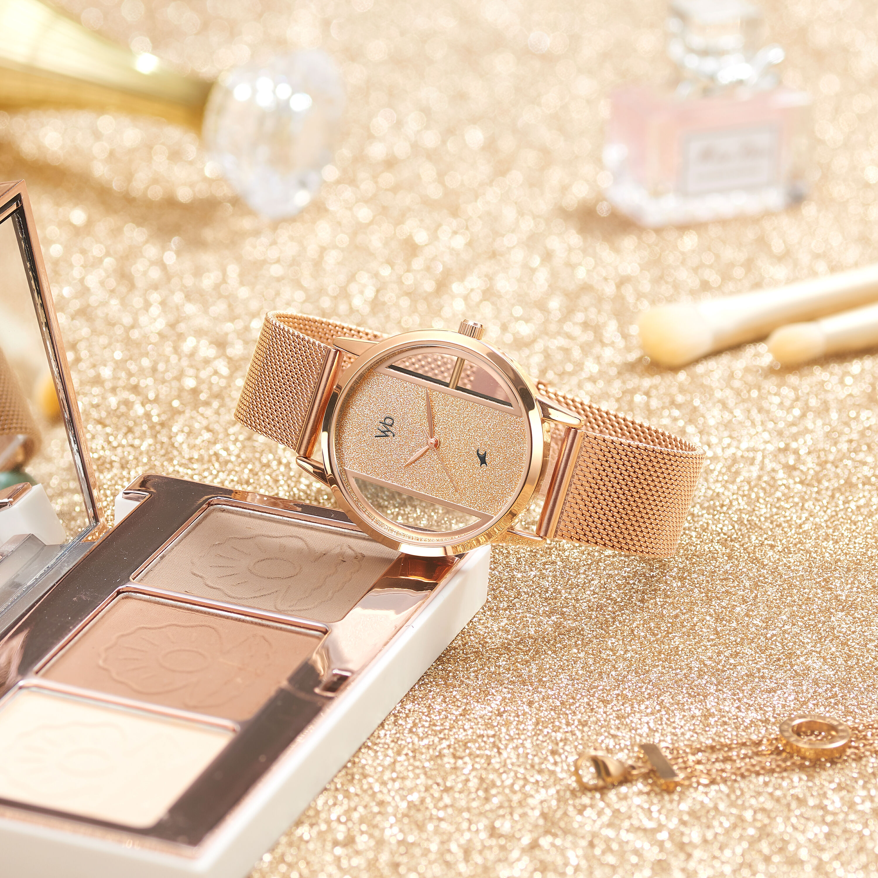 Fastrack watches for womens rose gold clearance
