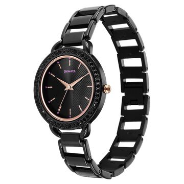 Sonata Wedding Quartz Analog Black Dial Metal Strap Watch for Women
