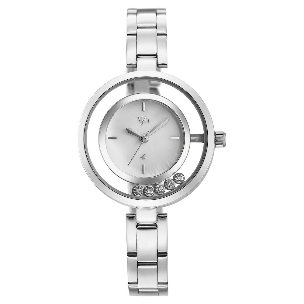Vyb Starlet By Fastrack Quartz Analog Mother of Pearl Dial Silver Stainless Steel Strap Watch For Girls-image-43