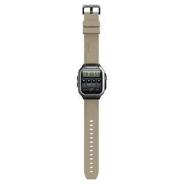 Fastrack Active Pro with 4.69 cm AMOLED Display and AOD, Functional Crown, BT Calling Rugged Smartwatch with Khaki Strap