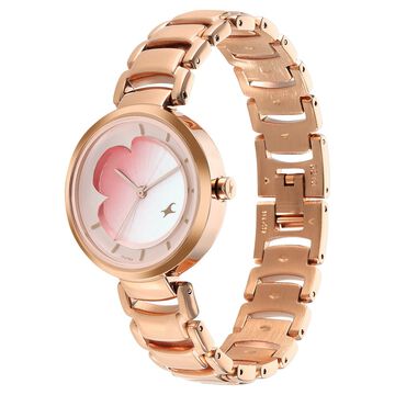 Fastrack Uptown Retreat Quartz Analog Pink Dial Metal Strap Watch for Girls
