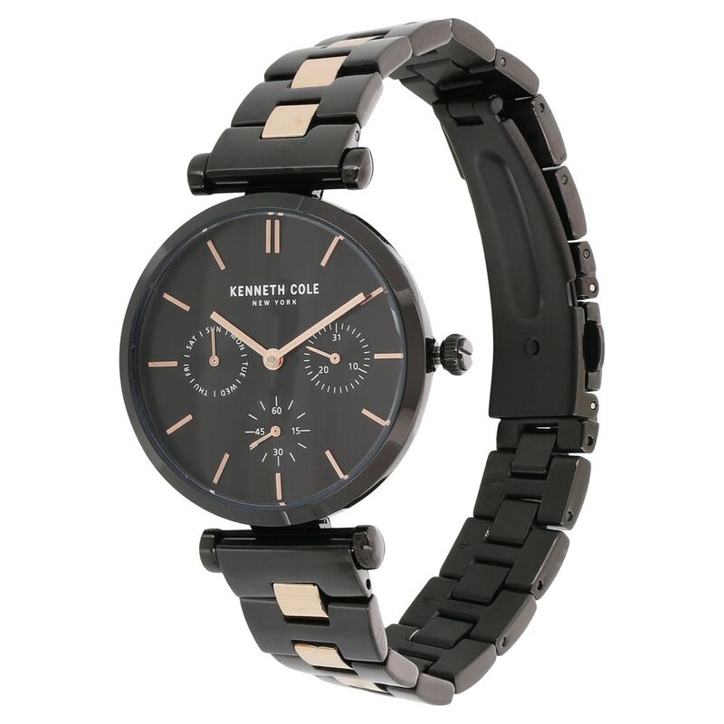 Kenneth Cole Quartz Multifunction Black Dial Stainless Steel Strap Watch for Women - image number 1