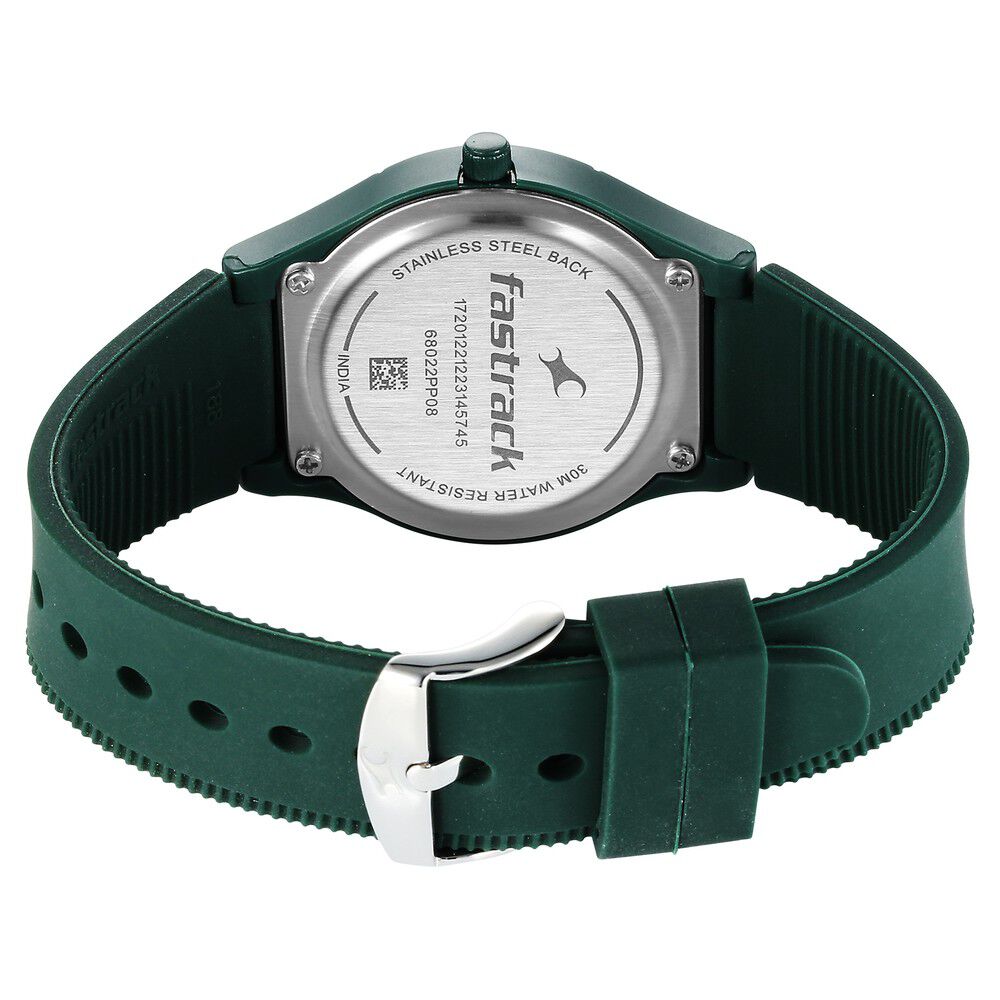 Fastrack Tees Wanderlust Quartz Analog Green Dial Silicone Strap Watch for Girls