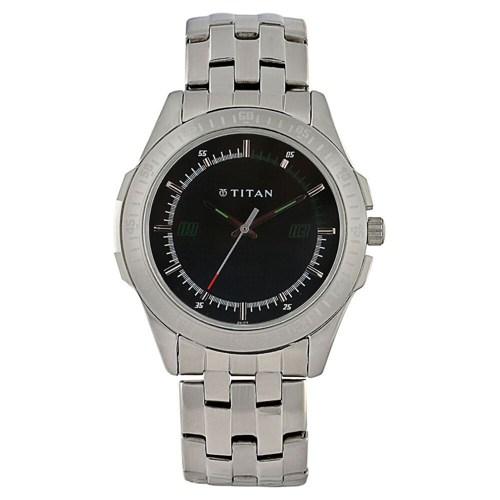 Buy Online Titan Octane Black Dial Analog Stainless Steel Strap watch for Men nf1587sm02c Titan