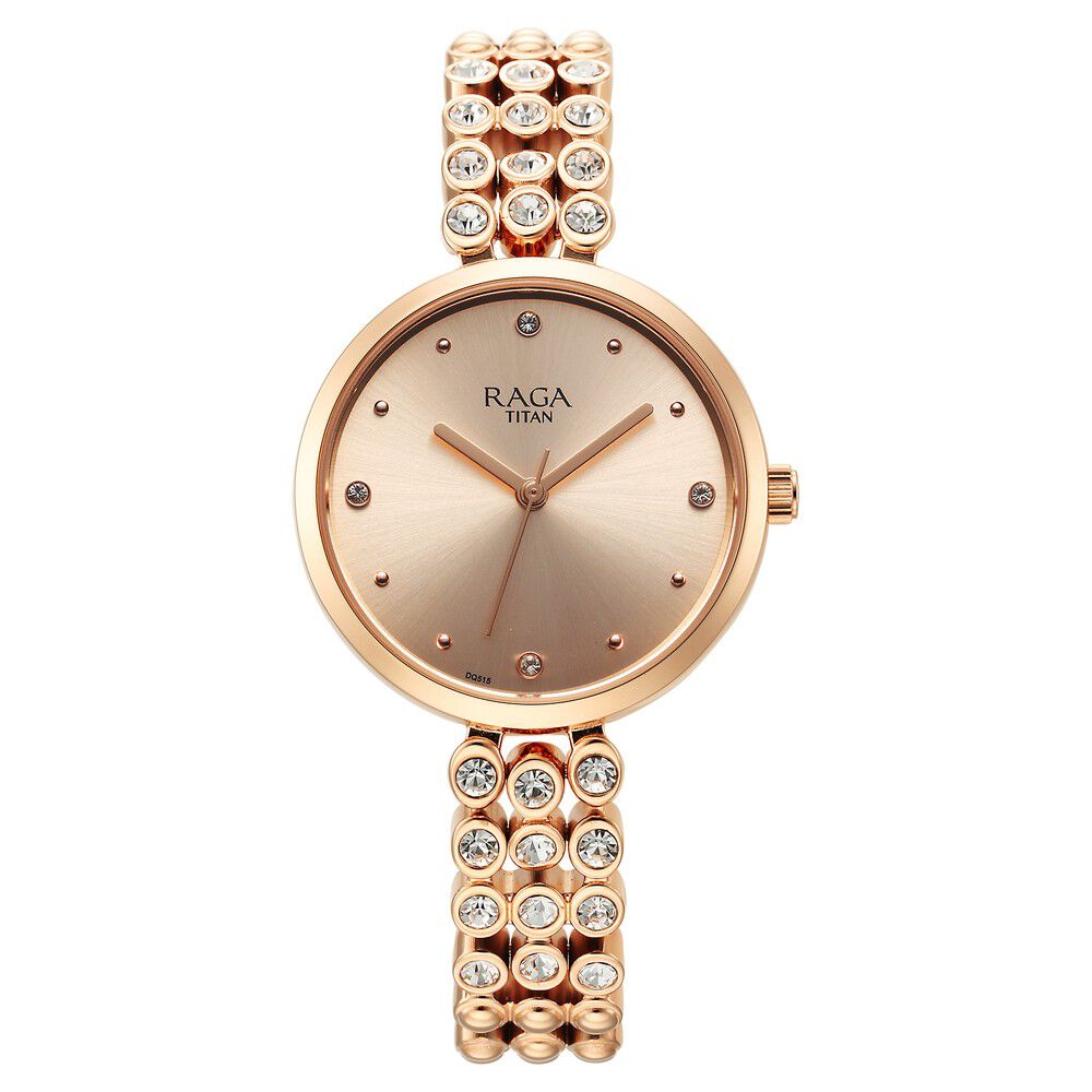Titan metal round womens watch deals