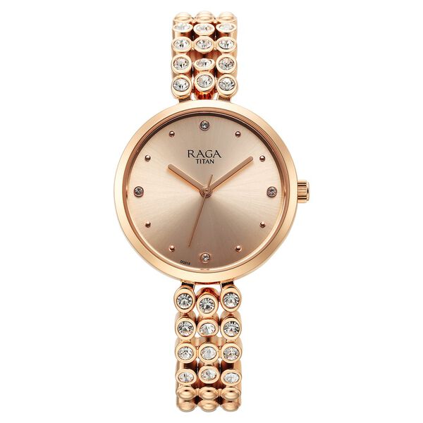 Titan Raga Showstopper Quartz Analog Rose Gold Dial Metal Strap Watch for Women - image number 0
