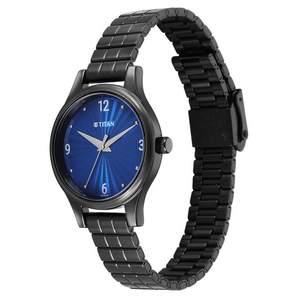 Titan Karishma Quartz Analog Blue Dial Black Stainless Steel Strap Watch For Women - image number 2