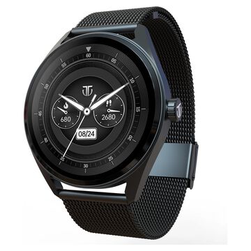 Titan Crest with 3.63 cm AMOLED Display with AOD, Functional Crown, BT Calling Smartwatch with Black Mesh Strap