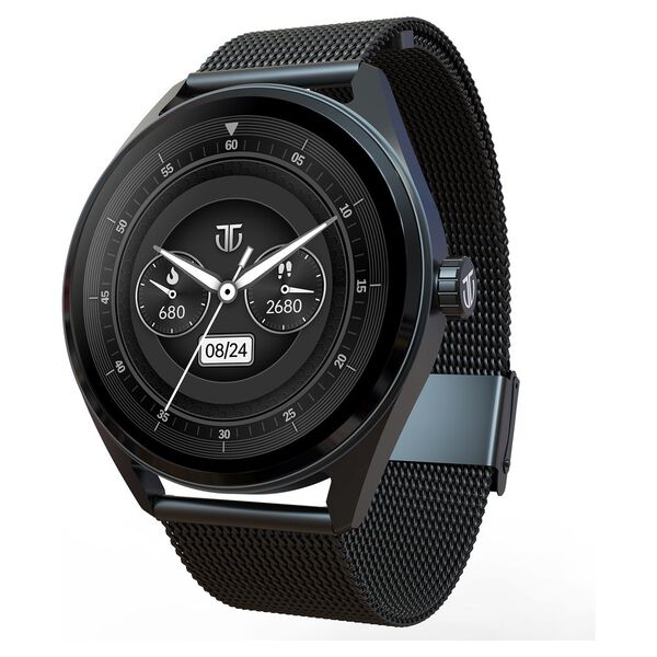 Titan Crest with 3.63 cm AMOLED Display with AOD, Functional Crown, BT Calling Smartwatch with Black Mesh Strap - image number 1
