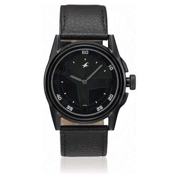 Fastrack Quartz Analog Black Dial Leather Strap Watch for Guys - image number 0