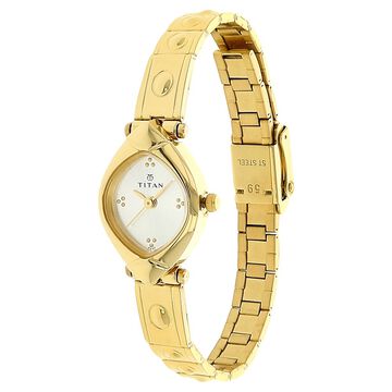 Titan Quartz Analog Silver Dial Stainless Steel Strap Watch for Women