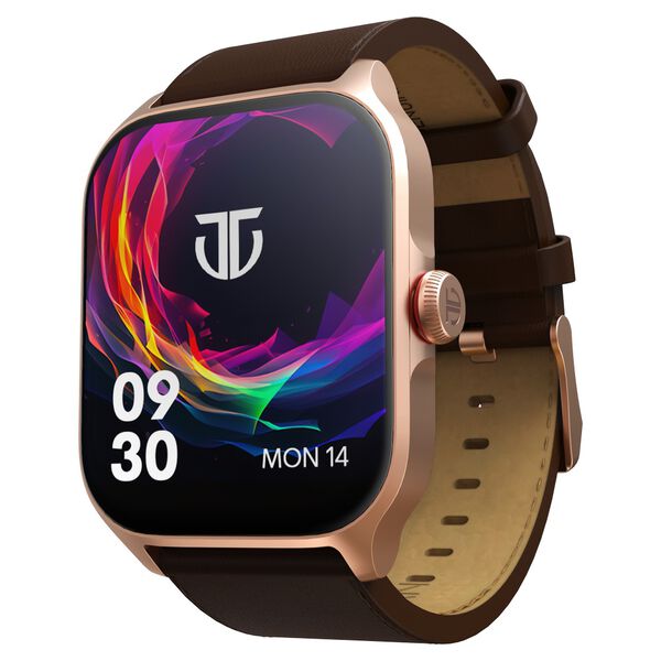 Titan Zeal with 4.69 cm AMOLED Display with AOD, Functional Crown, BT Calling, Smartwatch with Brown Leather Strap - image number 0