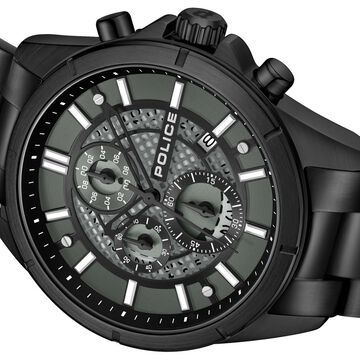 Police Chronograph Black Dial Black Color Stainless Steel Strap Watch For Men