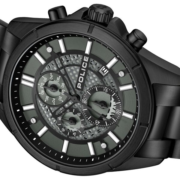 Police Chronograph Black Dial Black Color Stainless Steel Strap Watch For Men - image number 4