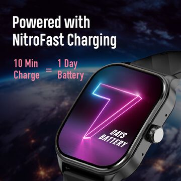 Fastrack Reflex Power|4.97 CM Super AMOLED Arched Display|410 x 502 Pixel Resolution|IP68 WR With Blue Strap