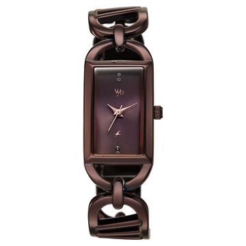 Vyb Striker By Fastrack Quartz Analog Brown Dial Brown Metal Strap Watch For Girls