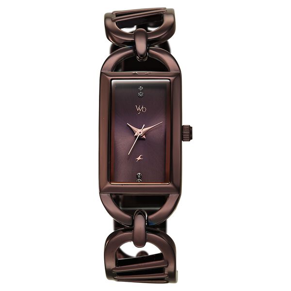 Vyb Striker By Fastrack Quartz Analog Brown Dial Brown Metal Strap Watch For Girls - image number 0