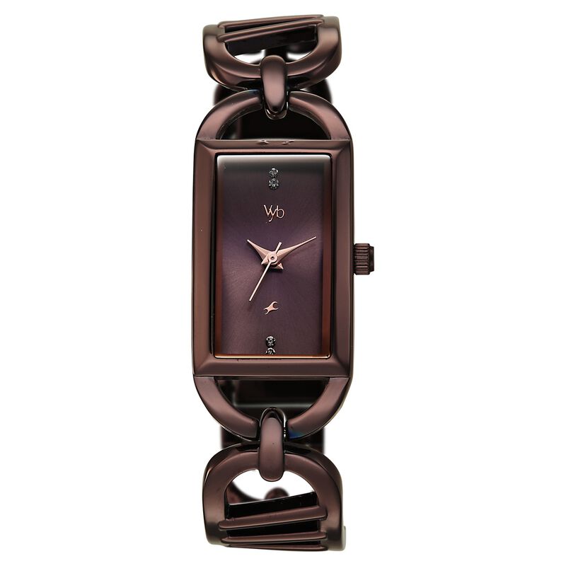 Vyb Striker By Fastrack Quartz Analog Brown Dial Brown Metal Strap Watch For Girls