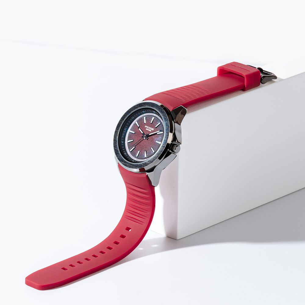 Buy Online Sonata Poze Quartz Analog Red Dial Plastic Strap Watch