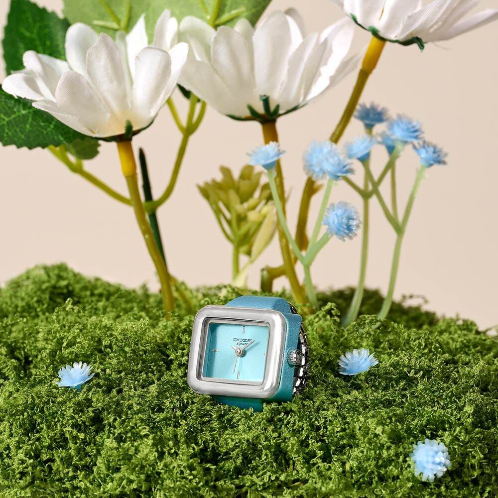 Ring Watch By Sonata Quartz Analog Blue Dial Silver Metal Strap Watch For Women-image-6