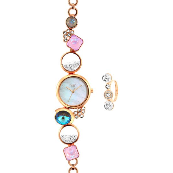 Titan Raga Moments Of Joy Quartz Analog Mother of Pearl Round Dial Rose Gold Metal Strap Watch For Women - image number 2