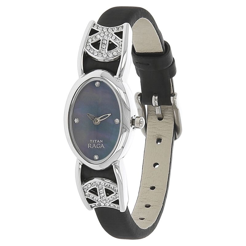 Titan Quartz Analog Black Dial Leather Strap Watch for Women - image number 1