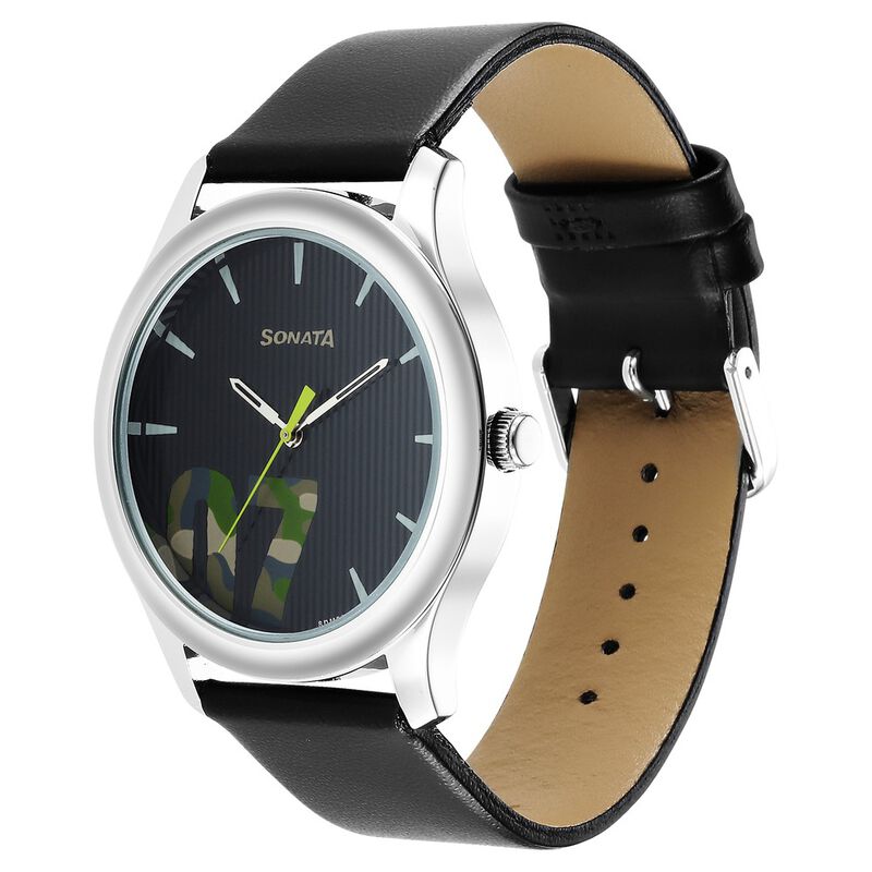Sonata Quartz Analog Black Dial Leather Strap Watch for Men - image number 1